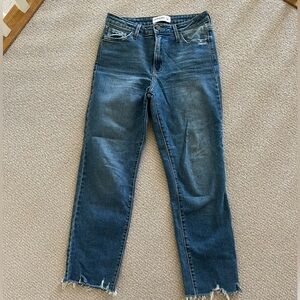 Just Black Vintage Straight Distressed Blue Ankle Jeans
